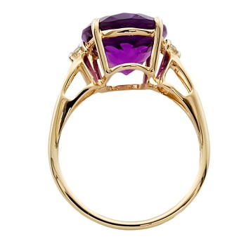 9ct gold Amethyst / Diamond Ring size L